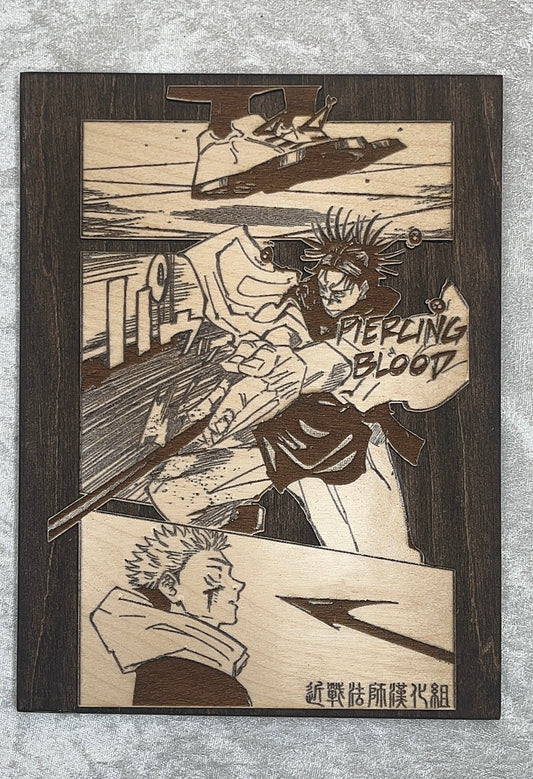 Piercing Blood Wood Art